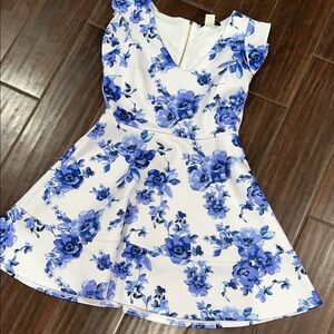 Floral Blue and White Women's Dress